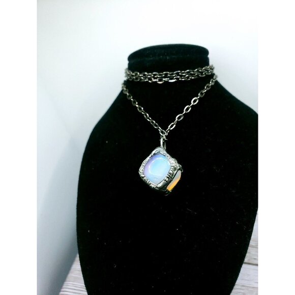 Opalite cube crystal necklace handmade ooak jewelry - Picture 9 of 12
